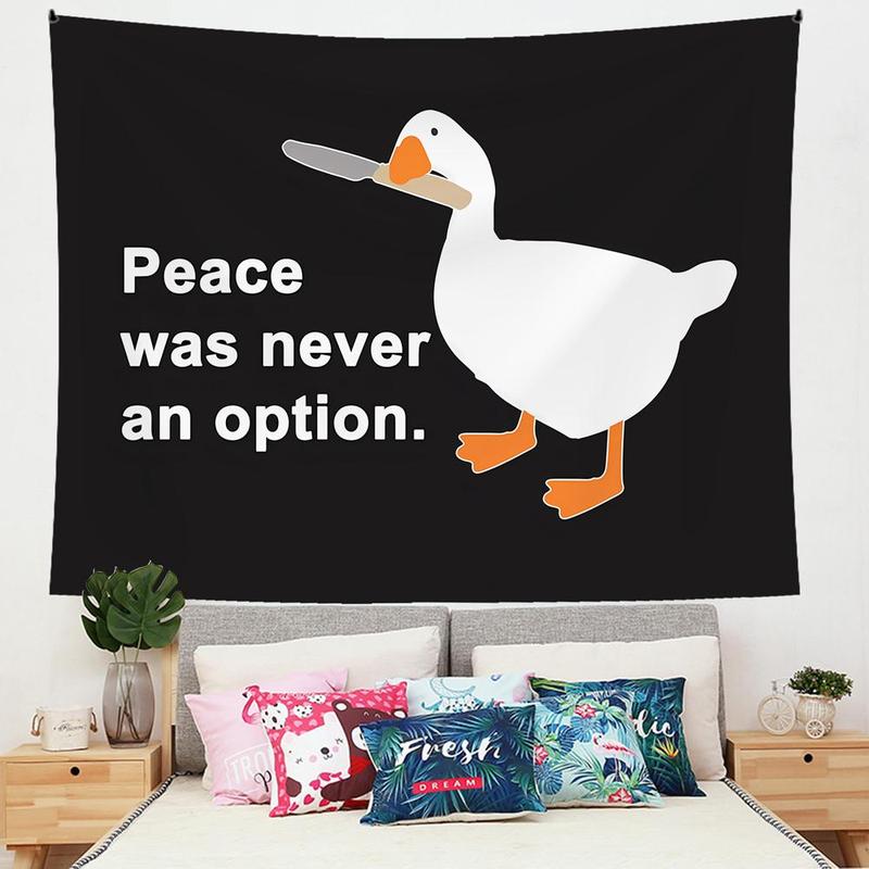 Duck & Letter Pattern Decorative Tapestry, Modern Hanging Blanket, Wall Art Poster for Home Bedroom Living Room Children's Room