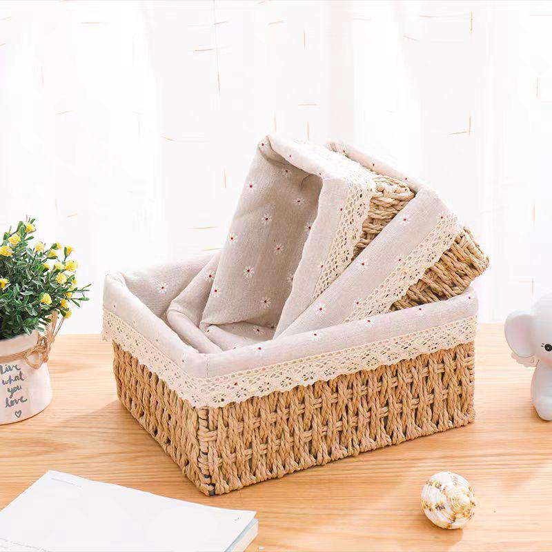 Woven Storage Basket, 1 Count Desktop Storage Container, Home Organizer for Home Living Room Bedroom