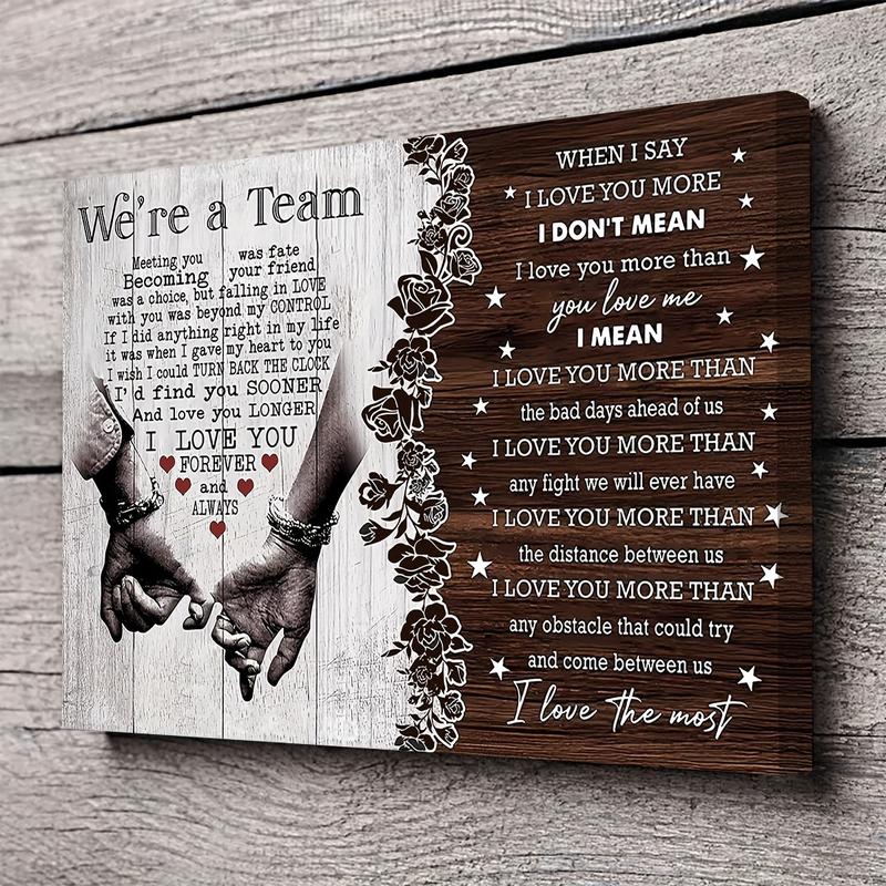 1 COUNT Wooden Framed Personalized Couple Canvas, We're A Team When I Say I Love You Couple Gift, Meeting You Was Fate Canvas, Gift For Him, Gift For Her, Birthday Anniversary Couple Lover Canvas, Ready To Hang