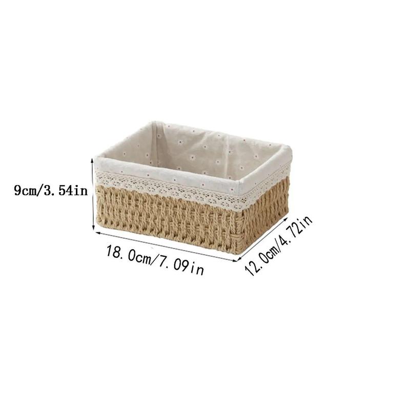 Woven Storage Basket, 1 Count Desktop Storage Container, Home Organizer for Home Living Room Bedroom