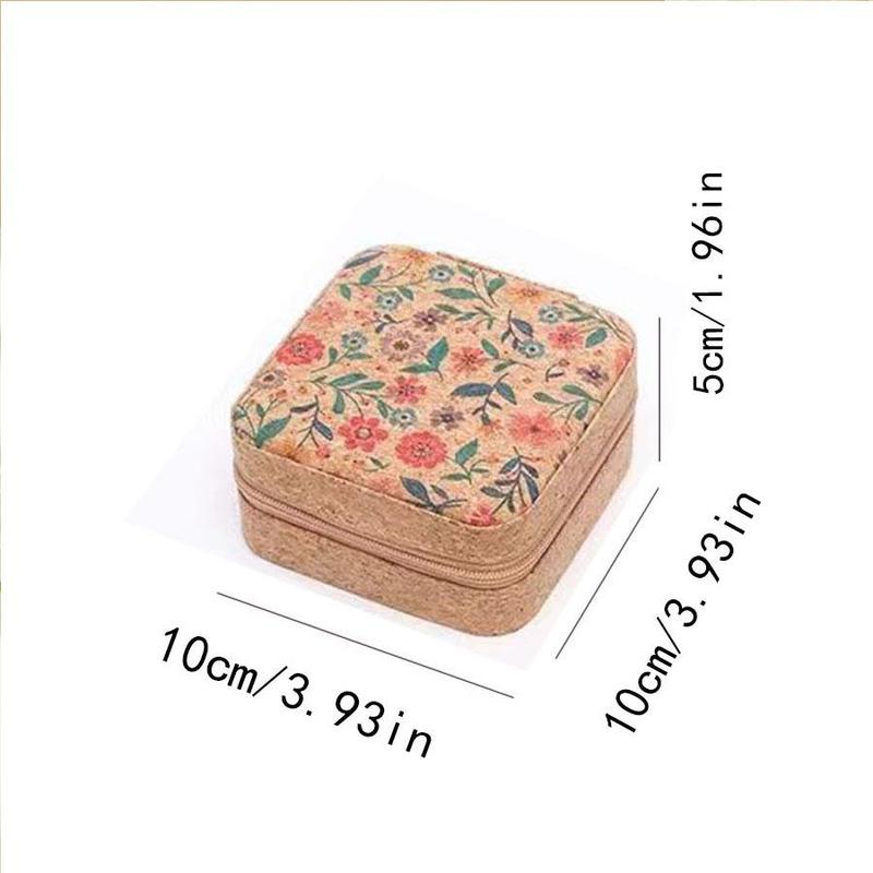 Vintage Flower Pattern Jewelry Storage Box, 1 Count Portable Travel Jewelry Organizer, Mini Jewelry Storage Box for Necklace, Earrings, Rings