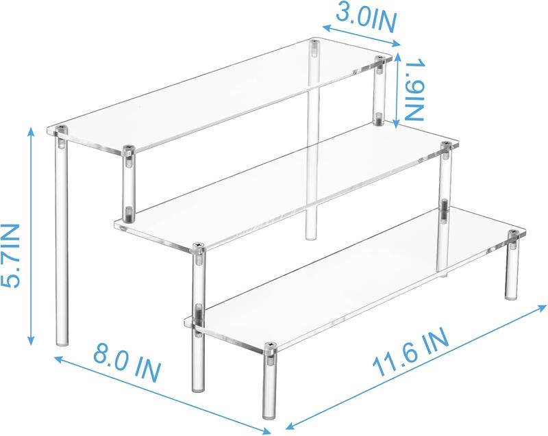 Large  Display Risers, Perfume Stand Organizer, Clear  Shelf Risers for Display Stands for Food, Tabletop Use, Amiibo  POP Figure, 3 Tier Clear Cupcake Stand Risers