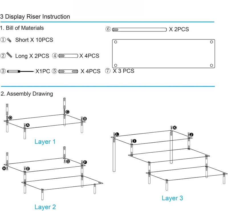 Large  Display Risers, Perfume Stand Organizer, Clear  Shelf Risers for Display Stands for Food, Tabletop Use, Amiibo  POP Figure, 3 Tier Clear Cupcake Stand Risers