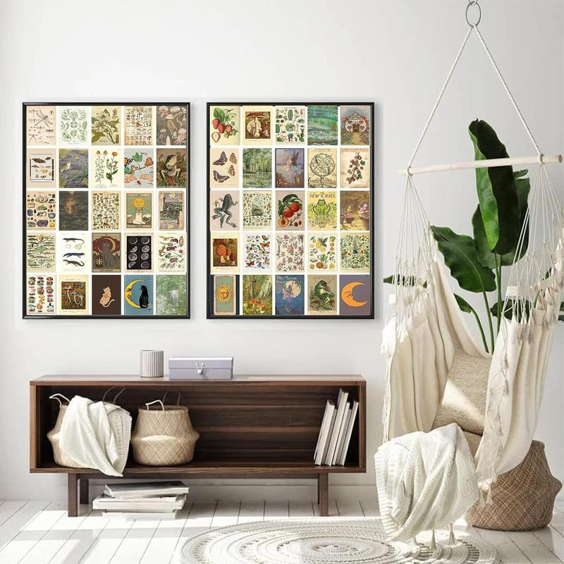 50PCS Vintage Wall Collage Kit Aesthetic Pictures, Cottagecore Room Decor for Bedroom, 4