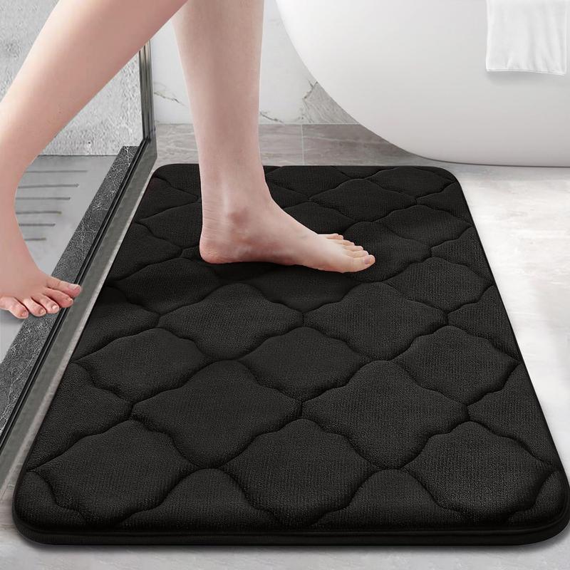 Memory Foam Bath Mat Rug 24x16 - Ultra Soft, Non-Slip & Absorbent, Machine Washable, Thick Carpet for Bathroom Floor, Tub & Shower