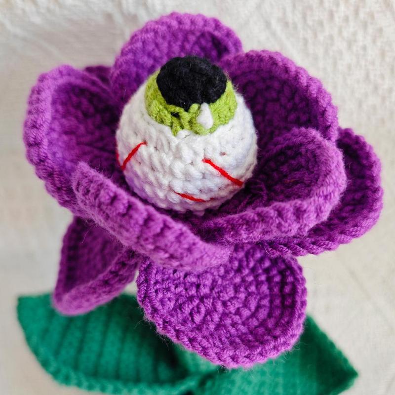 Creative Crochet Flower Gift, 1 Count Halloween Evil Eye Ornament, Creepy Plant Decoration for Home Bedroom Living Room