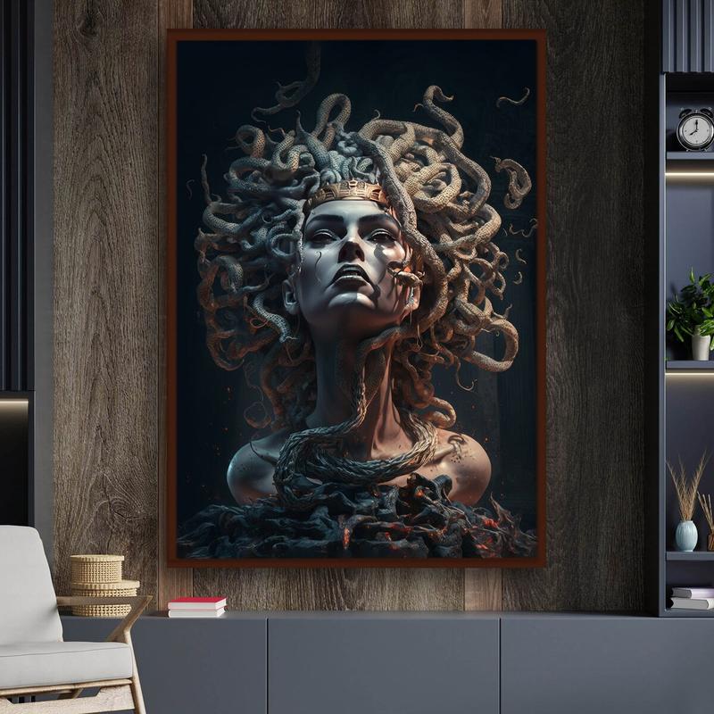 Ancient Greek Mythology Snake Head Abstract Woman, Medusa Poster, Wall Decor, Decorative Wall Art, Halloween Gift