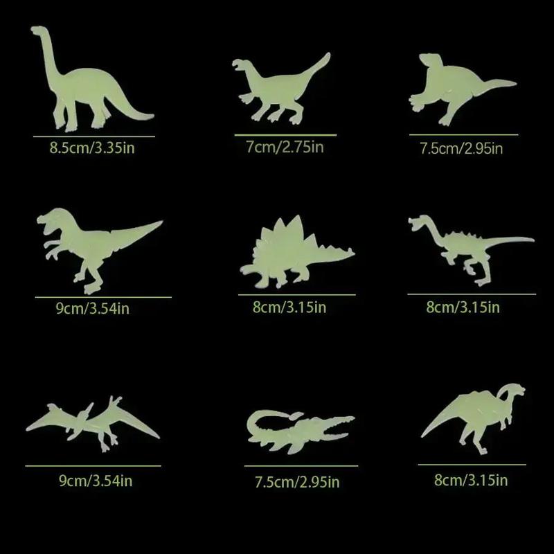 Dinosaur Pattern Glow in the Dark Wall Sticker, 9pcs set Self Adhesive Wall Decal, Decorative Sticker for Home Living Room Bedroom