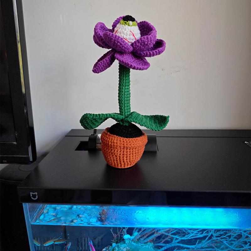 Creative Crochet Flower Gift, 1 Count Halloween Evil Eye Ornament, Creepy Plant Decoration for Home Bedroom Living Room