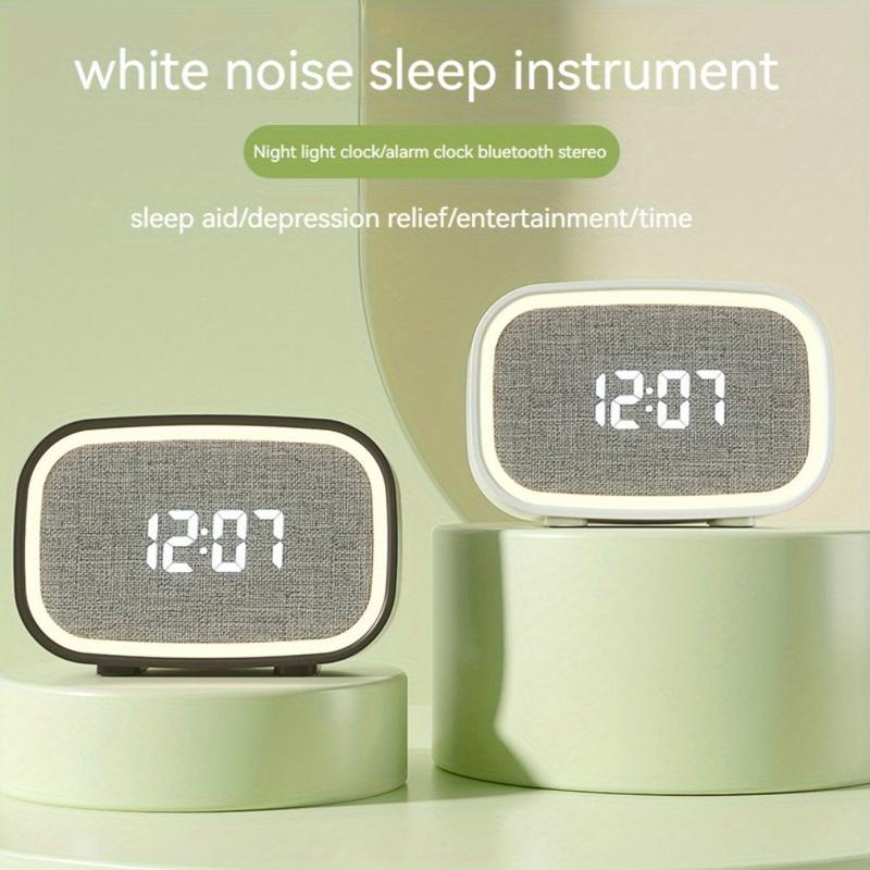 Bedroom white noise machine with alarm clock, 13 sleep sounds, BT speaker, automatic shutdown timer memory function, sound library, sleep program, natural sleep machine