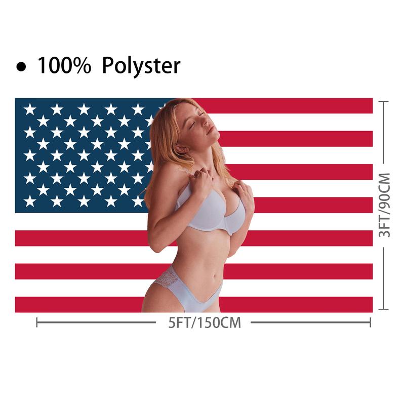 Sydney Sweeney America Flag 3x5ft Polyester Durable Anti-fading Outdoor Man Cave Tapestry, Dorm Outdoor Banner, Party Decor Flag