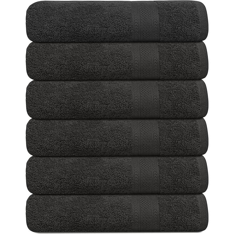 100% Cotton Bath Towels, 24x48 Pack of 6, Quick Dry, High Water Absorbency, Soft Feel, Suitable for Gym, Spa, Bathroom, Shower, Pool, Soft Towels (Gray, 24x48-Pack of 6)