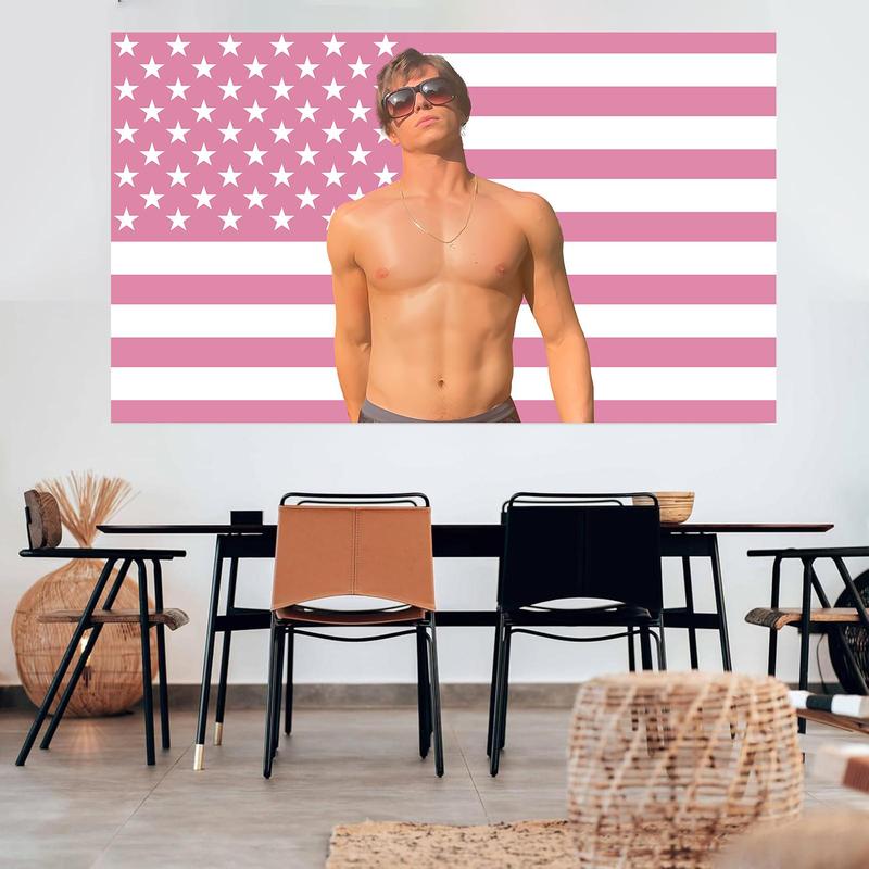 Nicholas Alexander Chavez Pink American Flag 3x5Ft Tapestry for Wall Hanging College Dorm Men Cave Decor Banner with 4 Brass Grommets