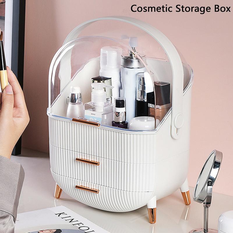 Makeup Organizer, Cosmetics Organizer with Drawers, Skincare Organizers，Brush Holder, Waterproof & Dustproof Makeup Organizer for Vanity, Preppy Skin Care for Bathroom, Dresser