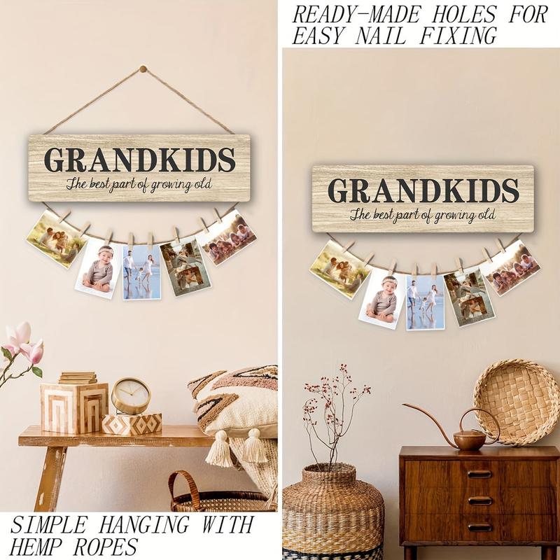 1 Set, Best Christmas or Birthday Gifts for Grandma & Grandpa from Grandchildren, Side by Side or Miles Apart Grandkids Photo Holder, 12x40cm