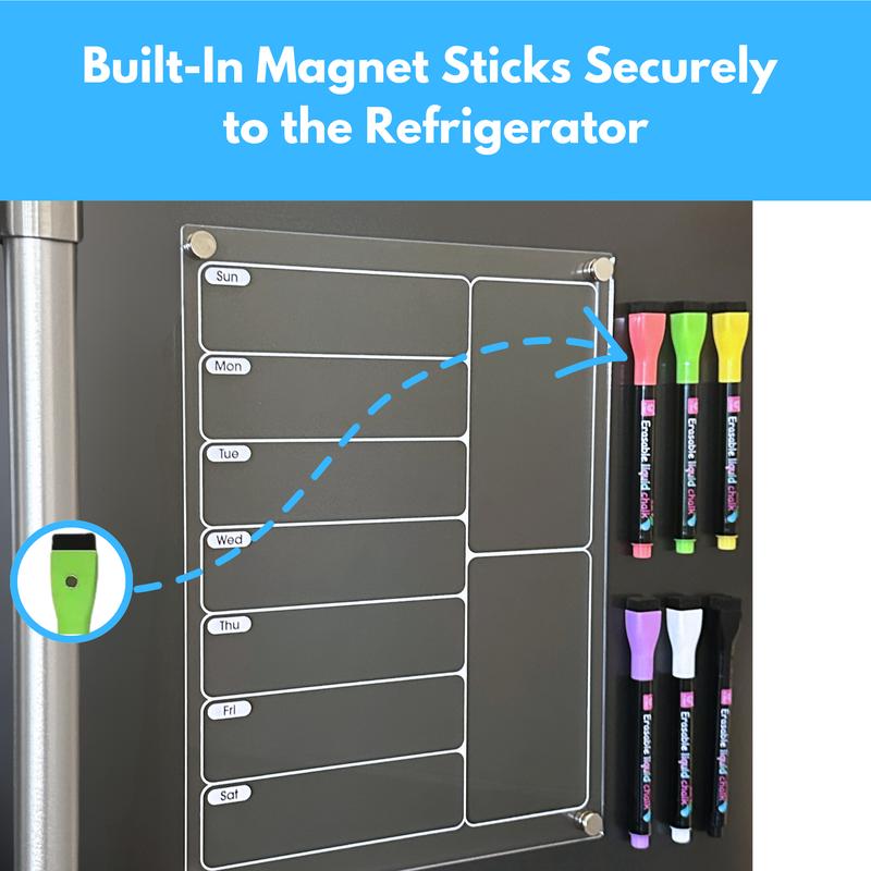 Acrylic Magnetic Dry Erase Menu Board for Refrigerator Decor Round