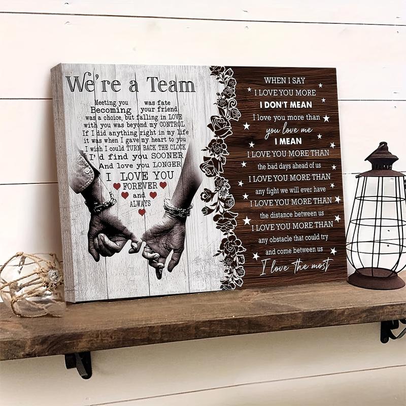 1 COUNT Wooden Framed Personalized Couple Canvas, We're A Team When I Say I Love You Couple Gift, Meeting You Was Fate Canvas, Gift For Him, Gift For Her, Birthday Anniversary Couple Lover Canvas, Ready To Hang