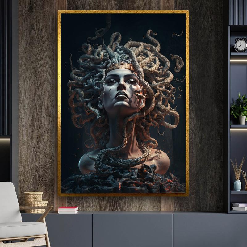 Ancient Greek Mythology Snake Head Abstract Woman, Medusa Poster, Wall Decor, Decorative Wall Art, Halloween Gift