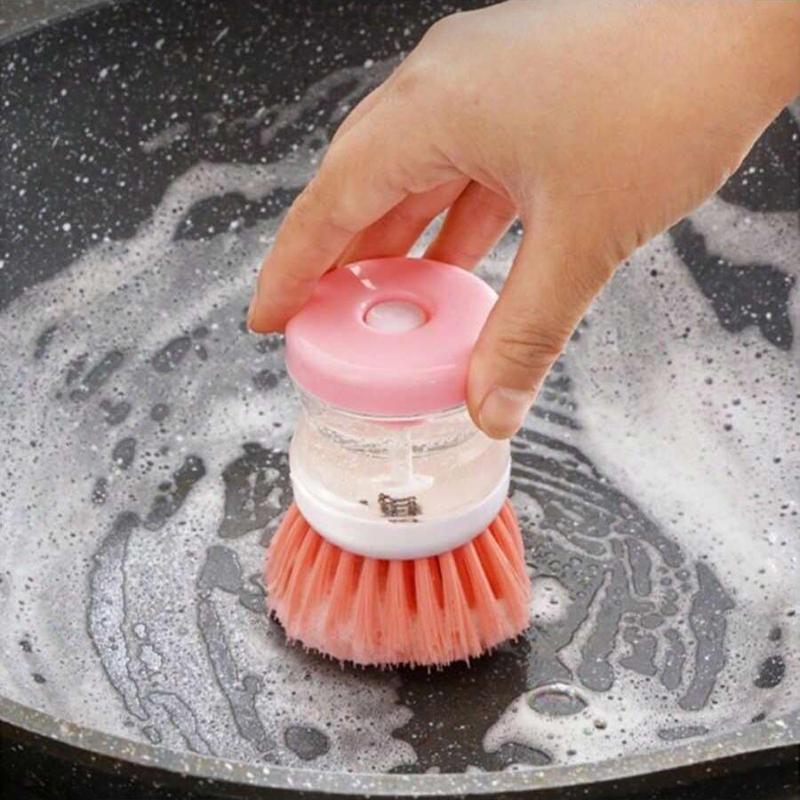 Press Type Automatic Liquid Dispenser Cleaning Brush, Multifunctional Dish Brush, Kitchen Cleaning Tool