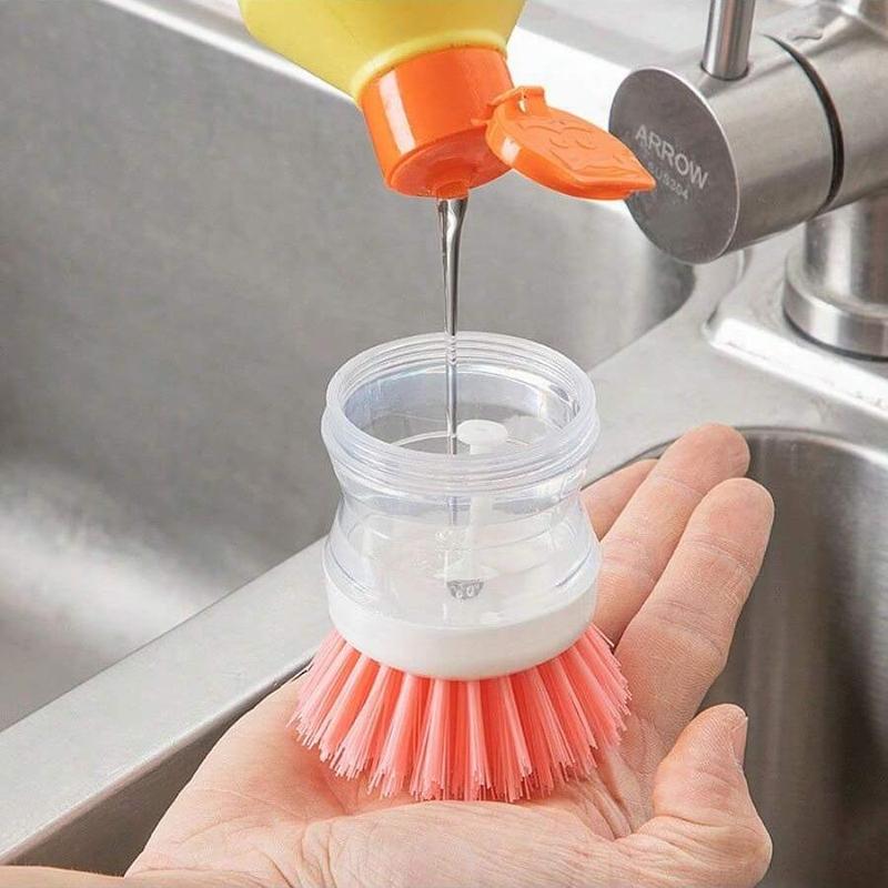 Press Type Automatic Liquid Dispenser Cleaning Brush, Multifunctional Dish Brush, Kitchen Cleaning Tool