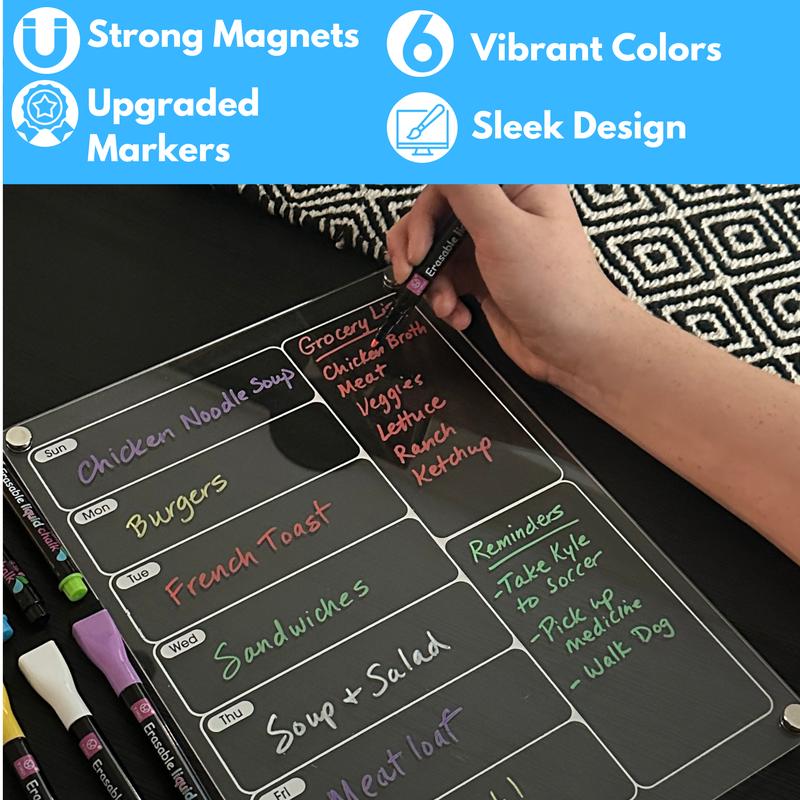 Acrylic Magnetic Dry Erase Menu Board for Refrigerator Decor Round