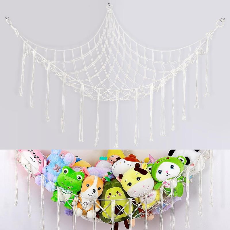 Stuffed Animals Net or Hammock Toy Storage Organizer Stuffed Animals Storage Boho Nursery Decor Wall Hanging Storage for Play Room Bedroom