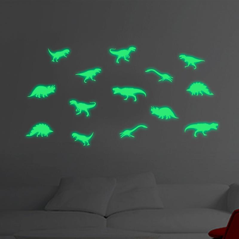 Dinosaur Pattern Glow in the Dark Wall Sticker, 9pcs set Self Adhesive Wall Decal, Decorative Sticker for Home Living Room Bedroom