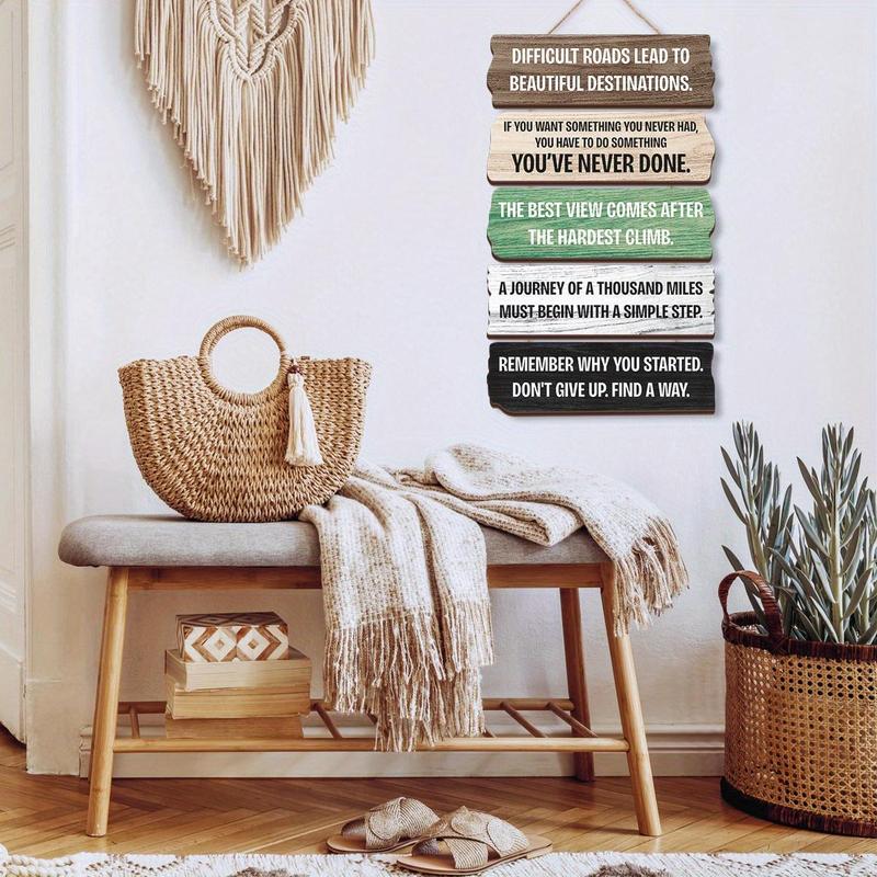 Wooden Wall Hanging Sign, 1 Count Inspirational Positive Quotes Design Decoration, Wall Art Decor for Home Living Room Bedroom Office