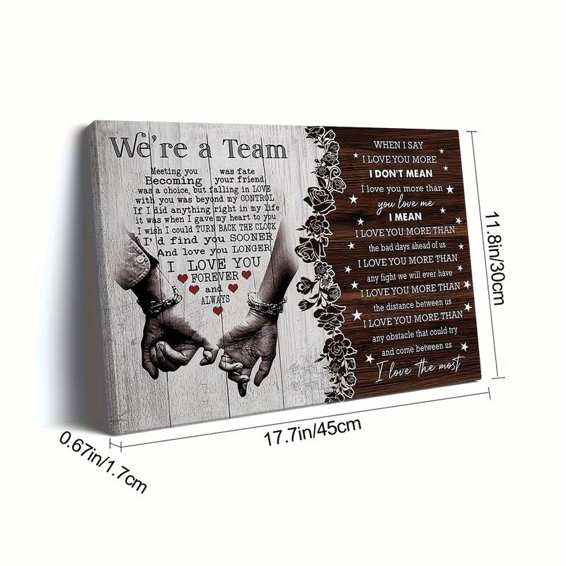 1 COUNT Wooden Framed Personalized Couple Canvas, We're A Team When I Say I Love You Couple Gift, Meeting You Was Fate Canvas, Gift For Him, Gift For Her, Birthday Anniversary Couple Lover Canvas, Ready To Hang