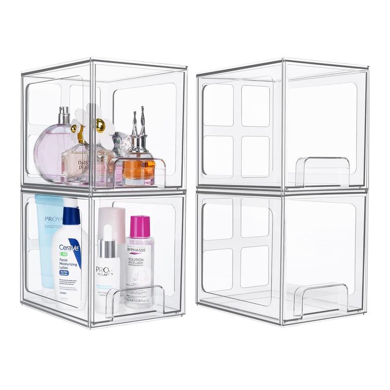 [Black Friday Deal]Vtopmart 4Pack Large Stackable Kitchen Pantry Storage Drawers, Clear Acrylic Drawer Organizers for Kitchen Pantry,  Transparent