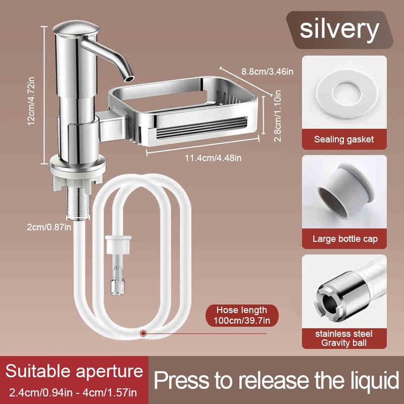 Kitchen Sink Soap Dispenser, Soap Dispenser with Storage Rack & Extension Tube, Soap Dispenser for Kitchen Sink, Bathroom Supplies