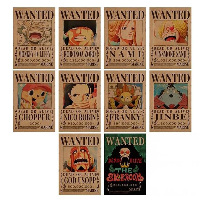 Anime Figure Bounty One Piece Luffy Vintage Wanted Warrant Posters Kids Room Wall Decor Paintings Toys Gifts