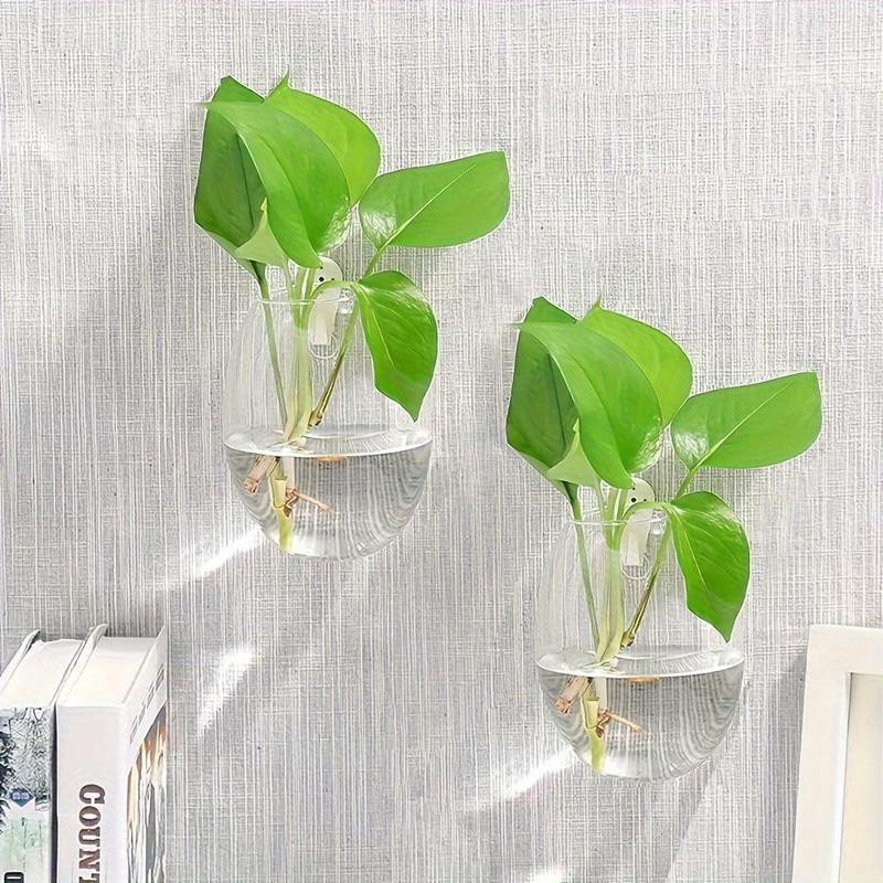 Creative Hydroponic Vase, 1 2 4 Counts Wall Mounted Glass Vase without Plant, Wall Hanging Vase for Home Office Balcony Dining Room Dormitory Decor