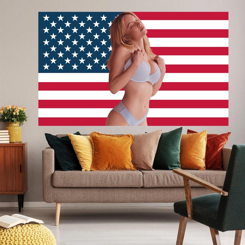 Sydney Sweeney America Flag 3x5ft Polyester Durable Anti-fading Outdoor Man Cave Tapestry, Dorm Outdoor Banner, Party Decor Flag