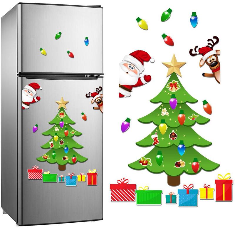 Merry Christmas  Pattern Magnetic Sticker, 1 Set Waterproof Holiday Party Atmosphere Enhancer, Decorative Sticker for Refrigerator, Garage Door & Car