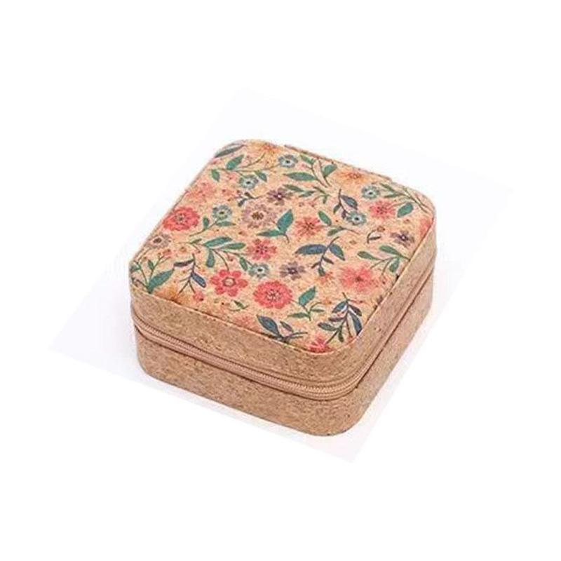 Vintage Flower Pattern Jewelry Storage Box, 1 Count Portable Travel Jewelry Organizer, Mini Jewelry Storage Box for Necklace, Earrings, Rings