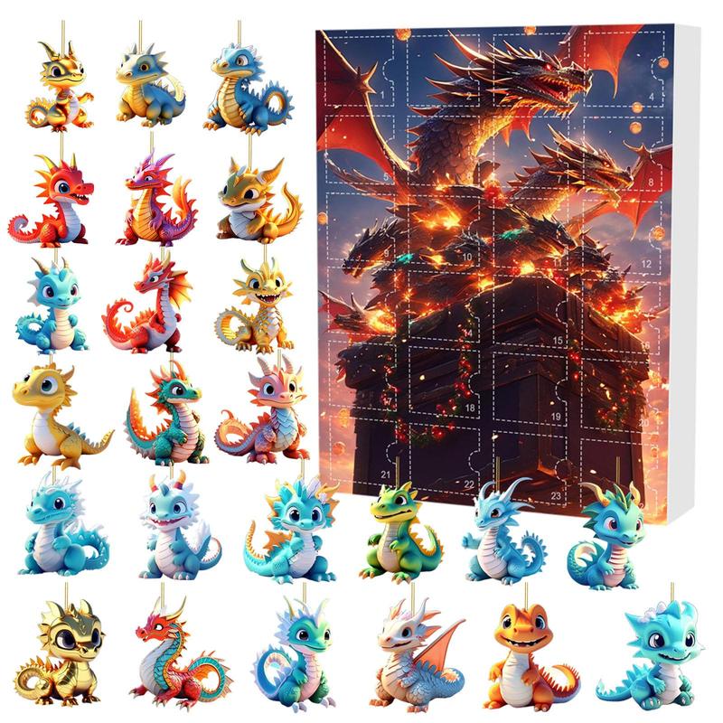 2024 Christmas Countdown Calendar, 1 Set Cute Dragon Baby Ornament, Festive Decorations for Home Office School Dormitory