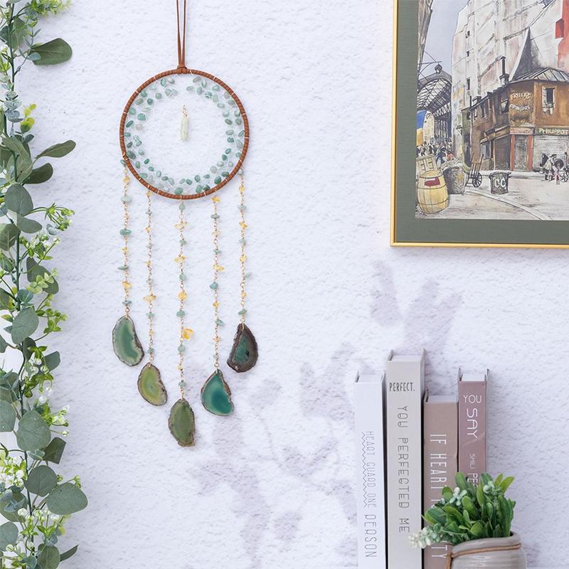 Agate Round Dream Catcher, 1 Count Hanging Decorative Dream Catcher, Hanging Ornaments for Living Room Window Garden, Gift for Friends