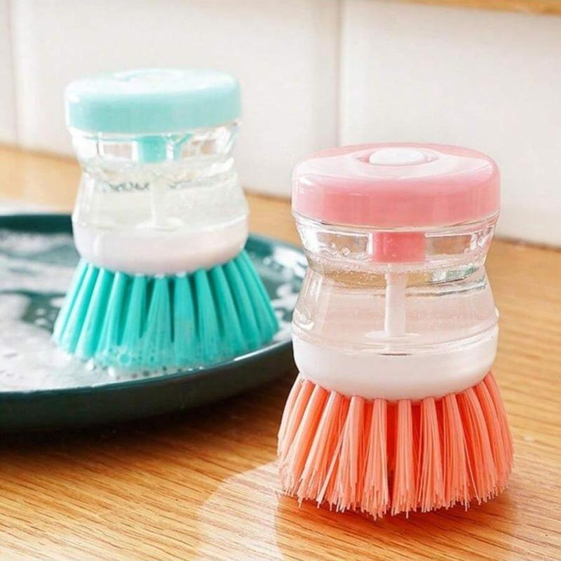 Press Type Automatic Liquid Dispenser Cleaning Brush, Multifunctional Dish Brush, Kitchen Cleaning Tool