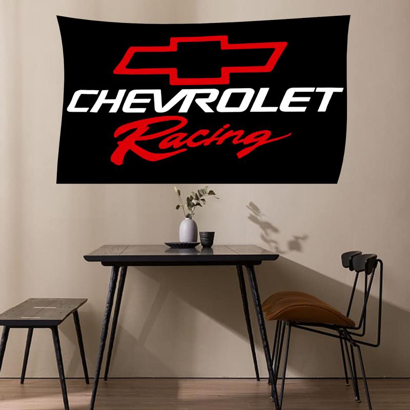 Chevy Racing CAR flag Banner 3x5ft Funny Poster Durable Cave Wall Flag with Brass Grommet for College Dorm Decor, Outdoor, Party Wall Decor Hanging Flag