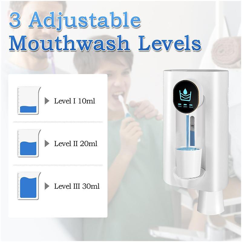 Automatic Sensor Mouthwash Dispenser, USB Rechargeable Wall Mounted Mouthwash Dispenser, Smart Mouthwash Dispenser for Home Bathroom