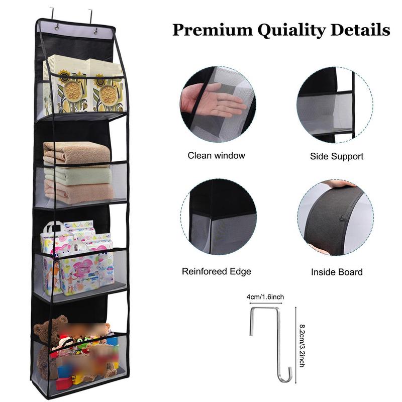 Multi-layer Door Back Hanging Storage Bag, 1 Count Door Back Mesh Hanging Storage Organizer, Home Organizer for Bedroom Bathroom