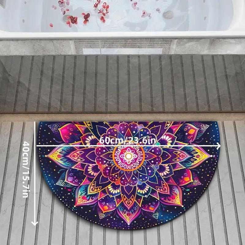 Boho Style Mandala Pattern Bathroom Mat, 1 Count Non-slip Quick Dry Floor Mat, Decorative Carpet for Home Living Room Bedroom Bathroom