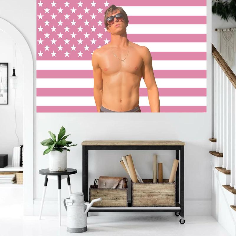 Nicholas Alexander Chavez Pink American Flag 3x5Ft Tapestry for Wall Hanging College Dorm Men Cave Decor Banner with 4 Brass Grommets