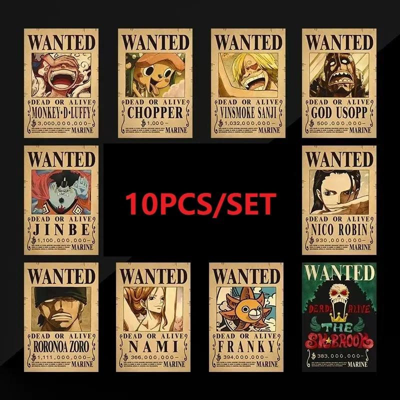 Anime Figure Bounty One Piece Luffy Vintage Wanted Warrant Posters Kids Room Wall Decor Paintings Toys Gifts