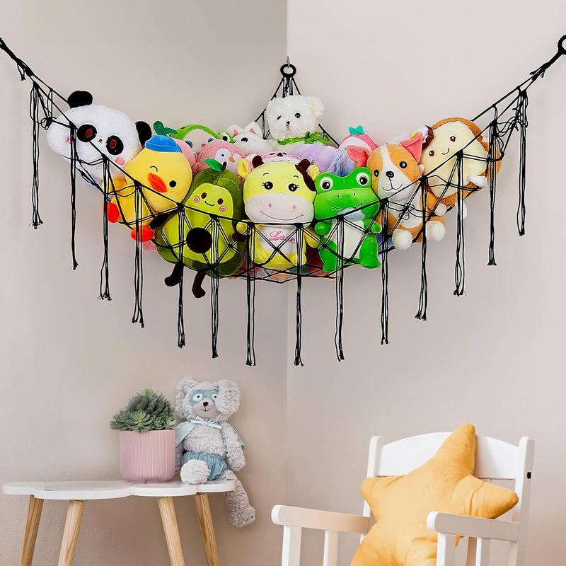 Stuffed Animals Net or Hammock Toy Storage Organizer Stuffed Animals Storage Boho Nursery Decor Wall Hanging Storage for Play Room Bedroom