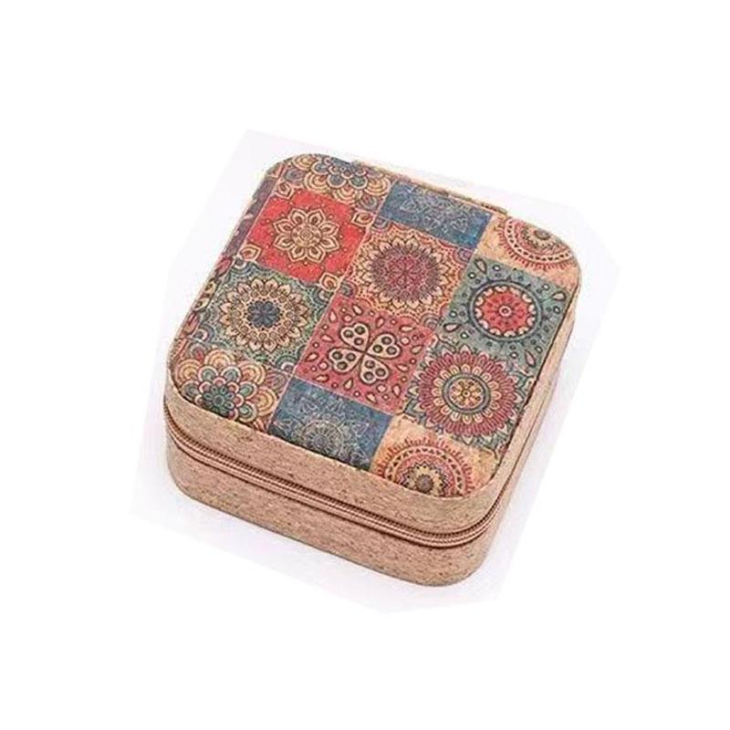 Vintage Flower Pattern Jewelry Storage Box, 1 Count Portable Travel Jewelry Organizer, Mini Jewelry Storage Box for Necklace, Earrings, Rings