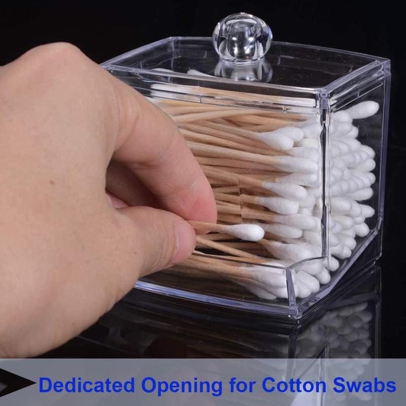 3 Pack Cotton Swab Dispenser, 8 10 10 Oz Qtip Holder Dispenser Set, Storage Organizer Holder Canister  Jars with Lid for Cotton Rounds, Bath Salts, Makeup Sponges, Hair Accessories