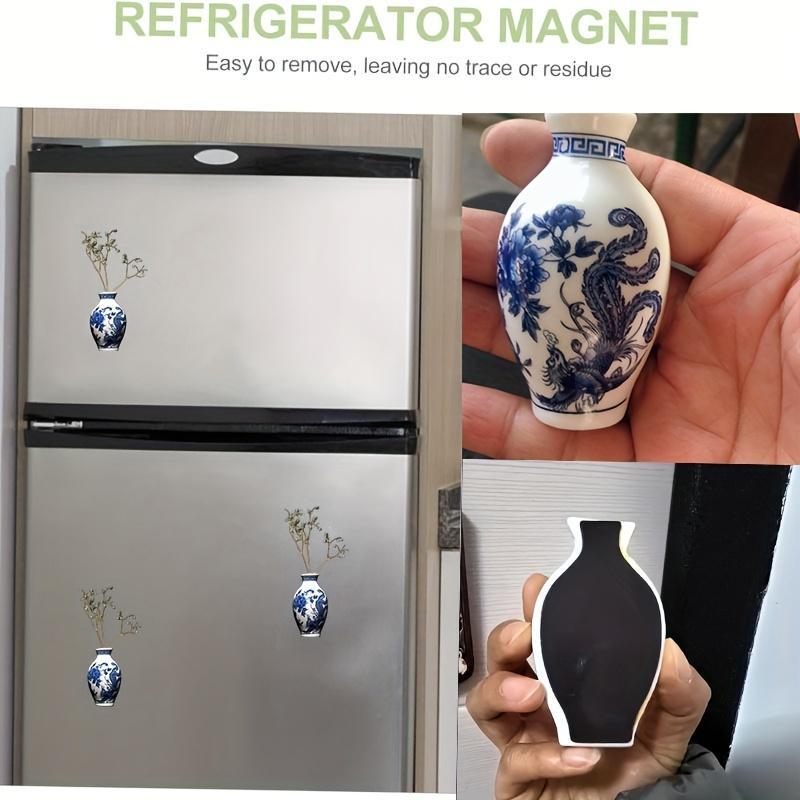 Ceramic Vase Refrigerator Magnet, 1 Count Chinese Style Mini Vase Shaped Fridge Magnet, Magnet for Home Kitchen Decoration