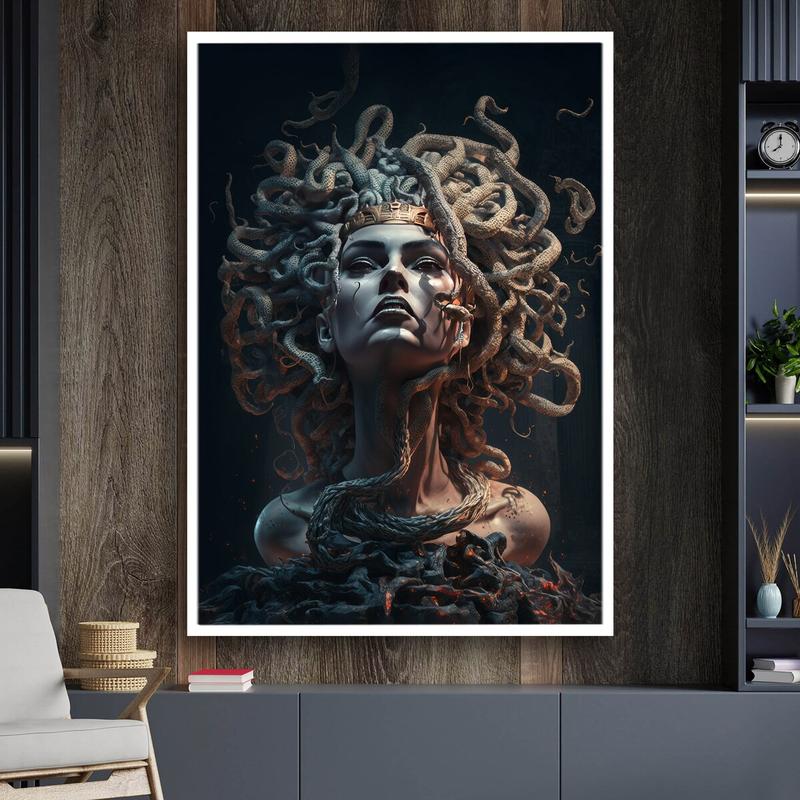 Ancient Greek Mythology Snake Head Abstract Woman, Medusa Poster, Wall Decor, Decorative Wall Art, Halloween Gift